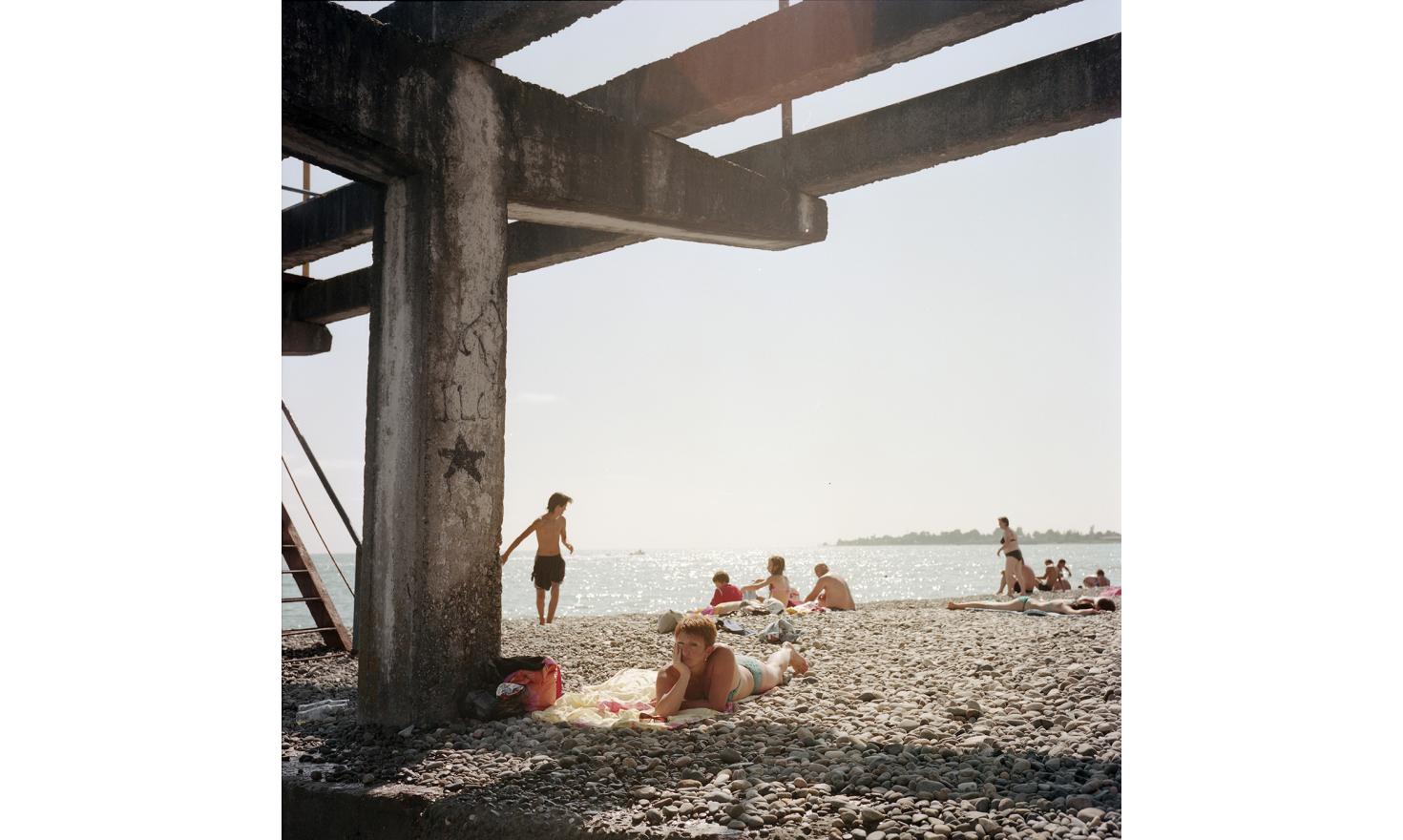 Tourists on the Sukhum(i) Beach.