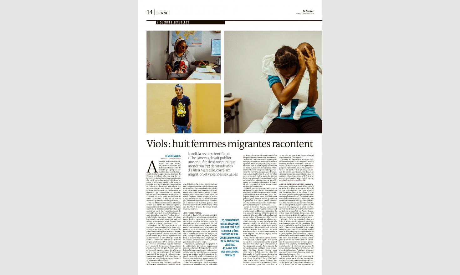 Le Monde - Migration et violences sexuelles