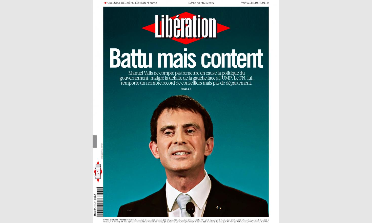Couv Libération. Manuel Valls