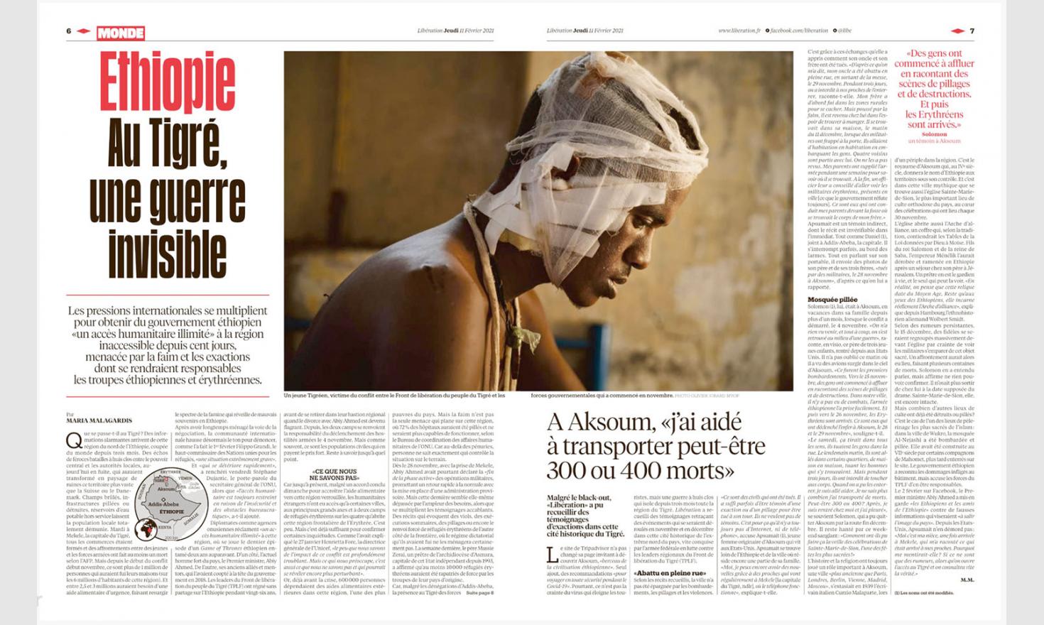 Libération: Ethiopie. Au Tigré une guerre invisible.