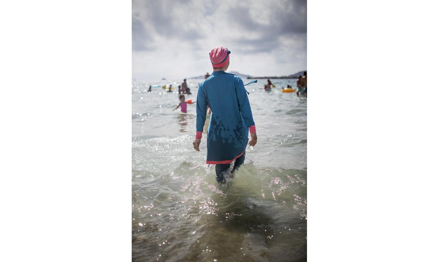 Marseille, August 16, 2016. Burkini on the beach