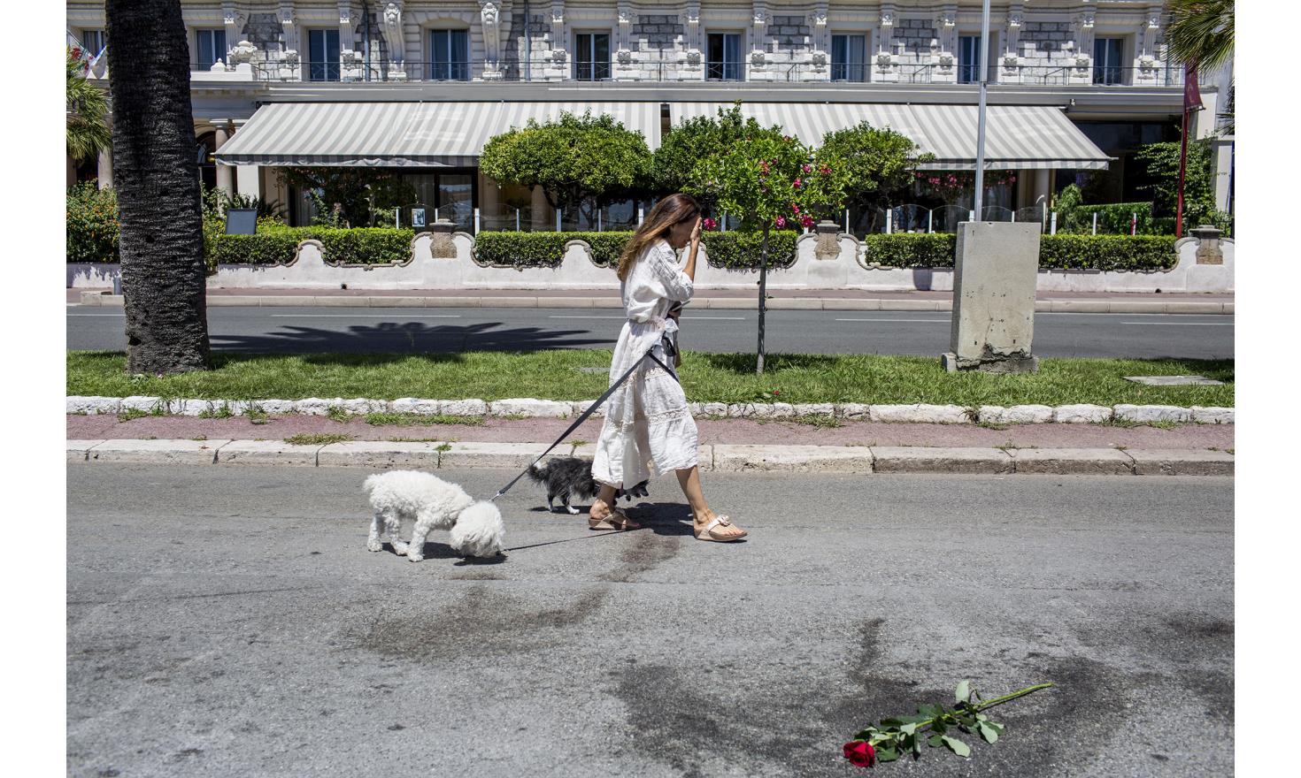 Nice, July 16, 2016. Around the Promenade des Anglais. The promenade just reopened.